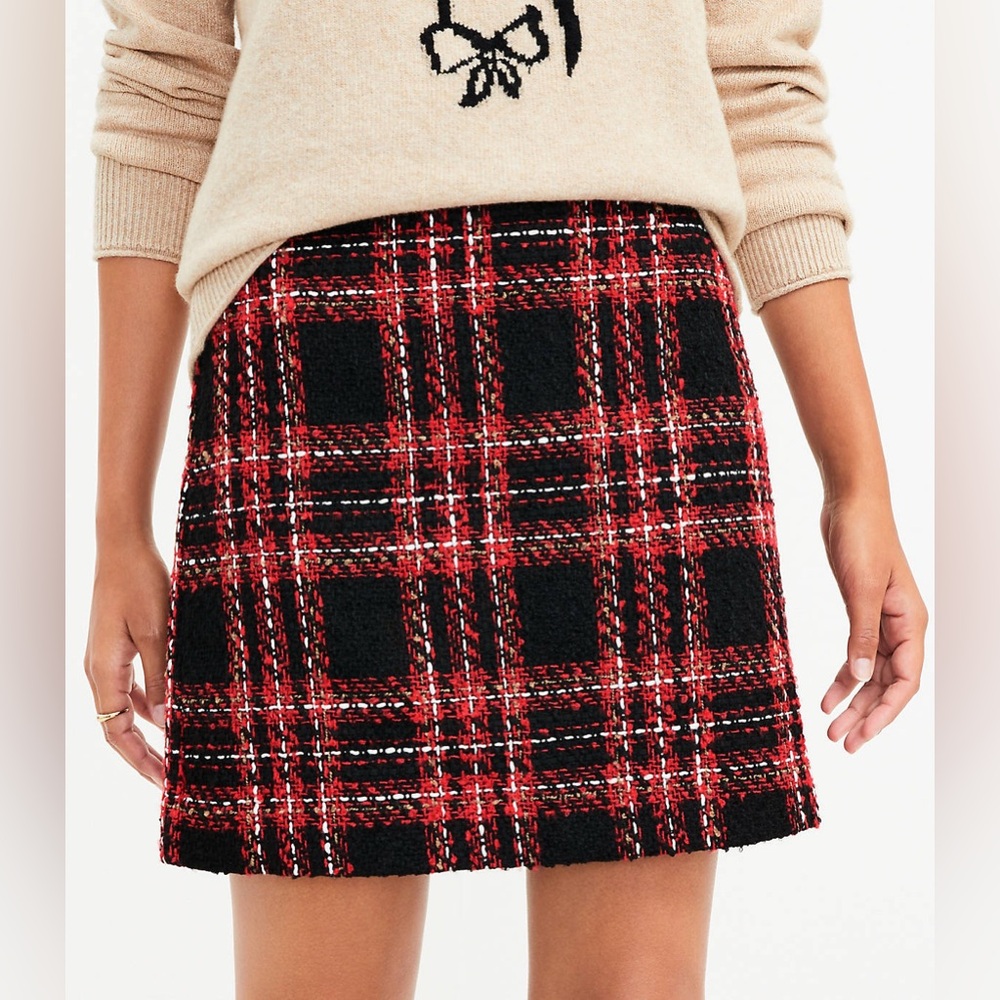 LOFT Tweed Plaid Skirt